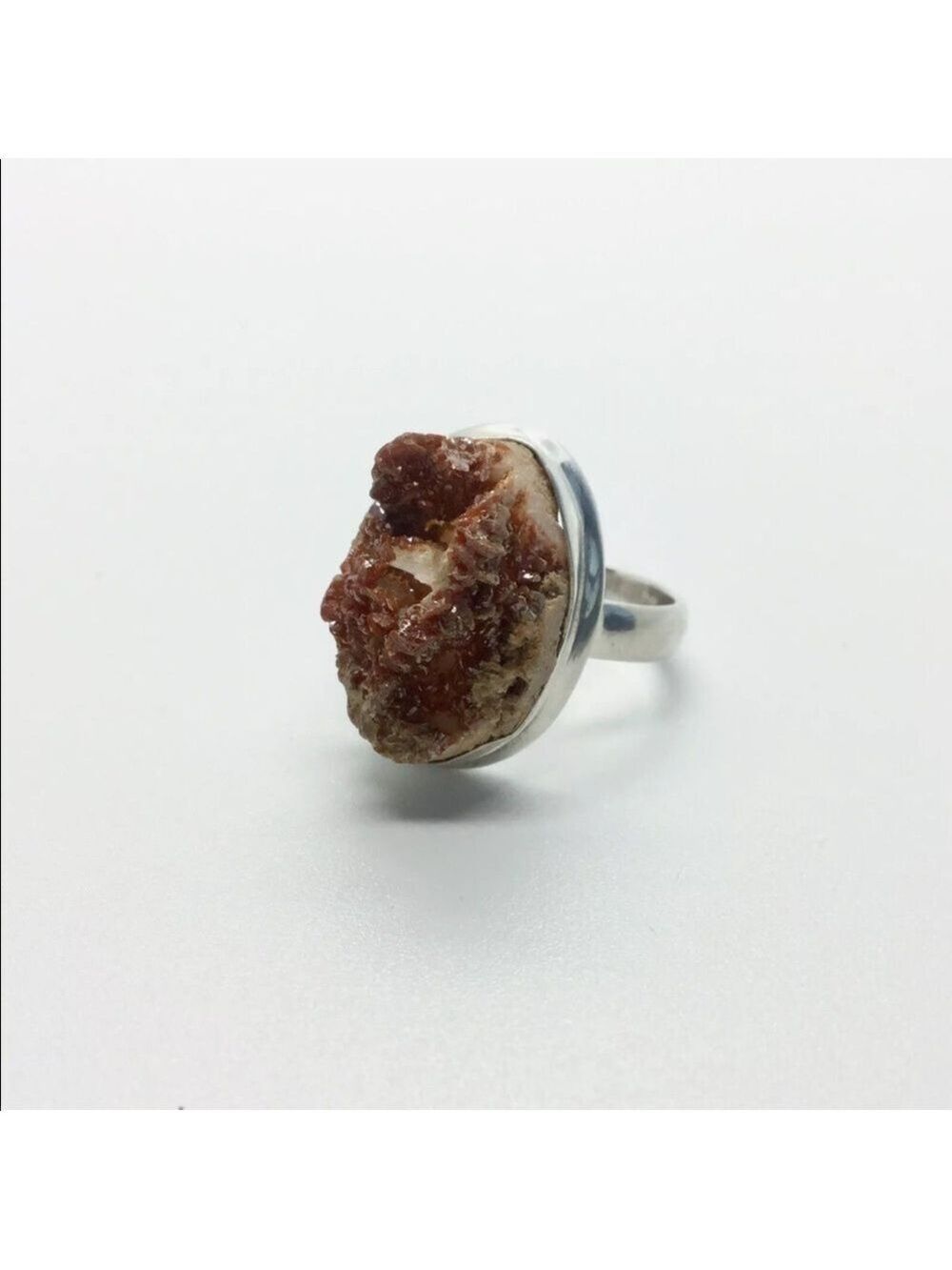 DRUZY RAW GEMSTONE STERLING SILVER RING - Picture 6 of 10